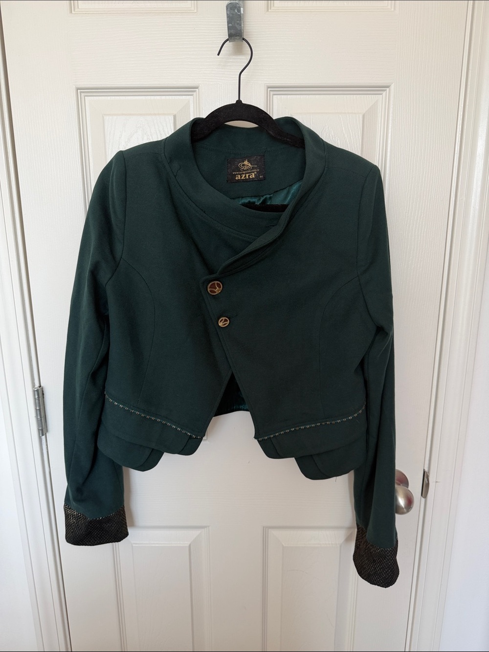 Forest Green Cropped Asymmetrical Blazer